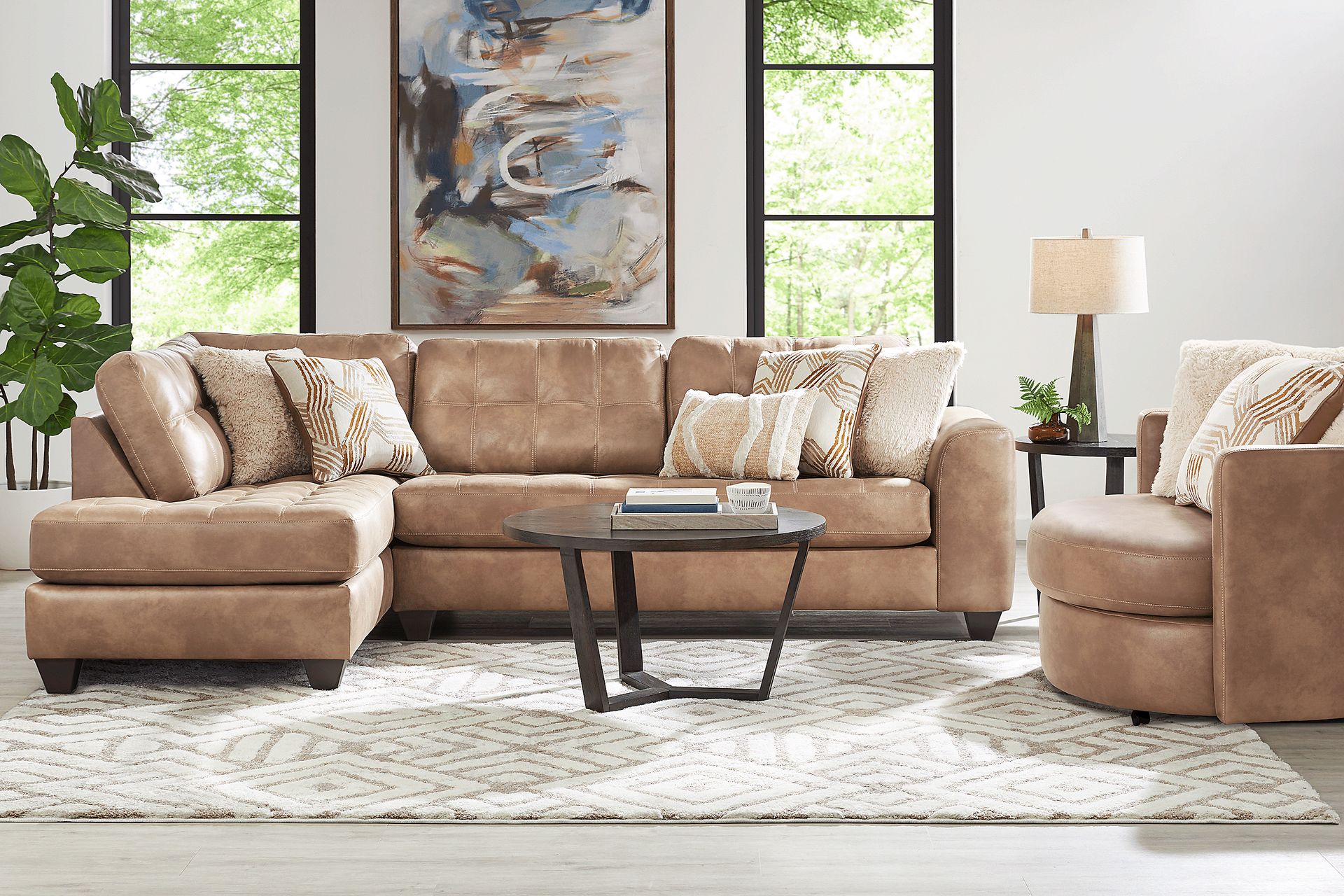 Bellinger Camel 6 Pc Sectional Living Room - Image 1