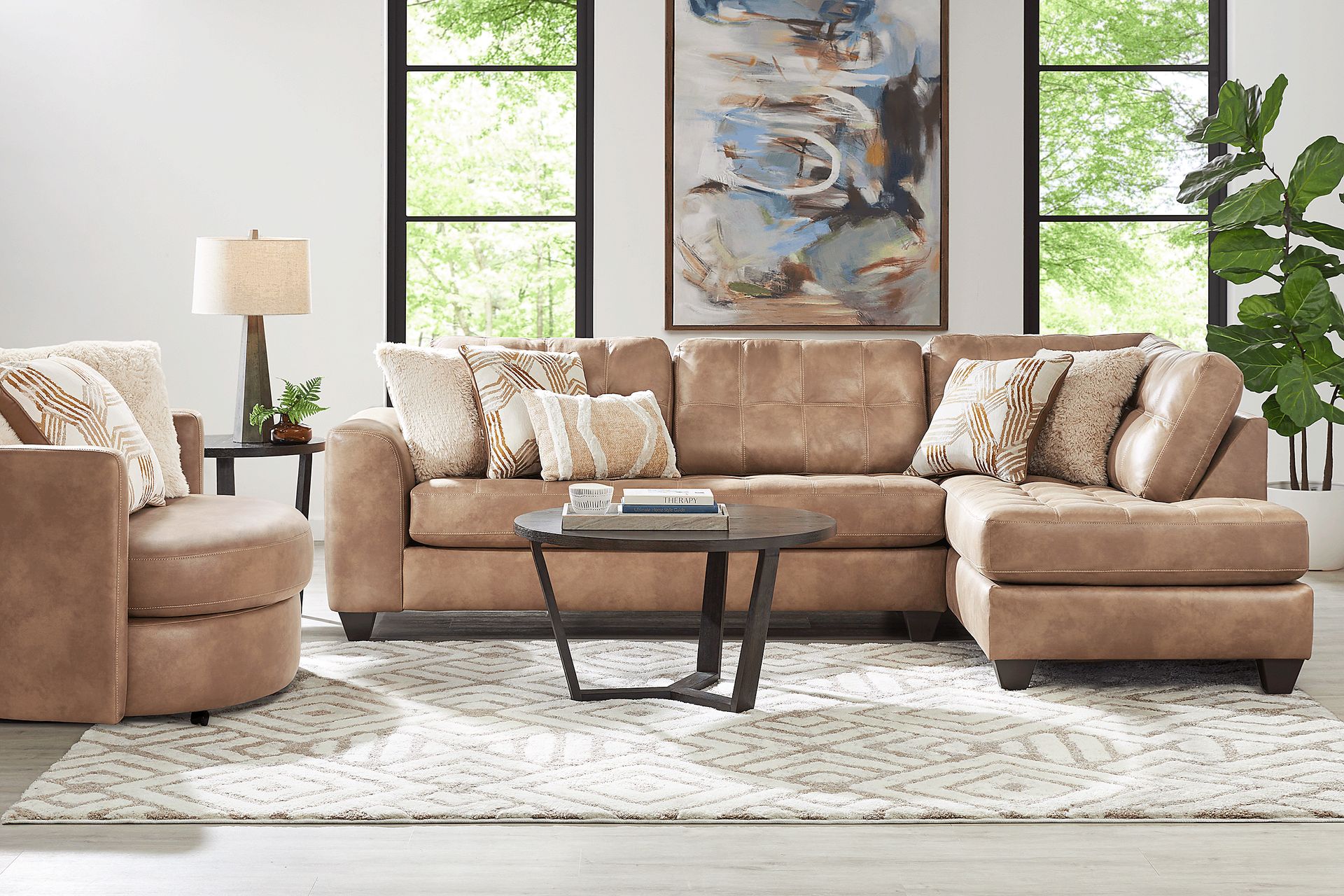 Bellinger Camel 5 Pc Sectional Living Room - Image 1