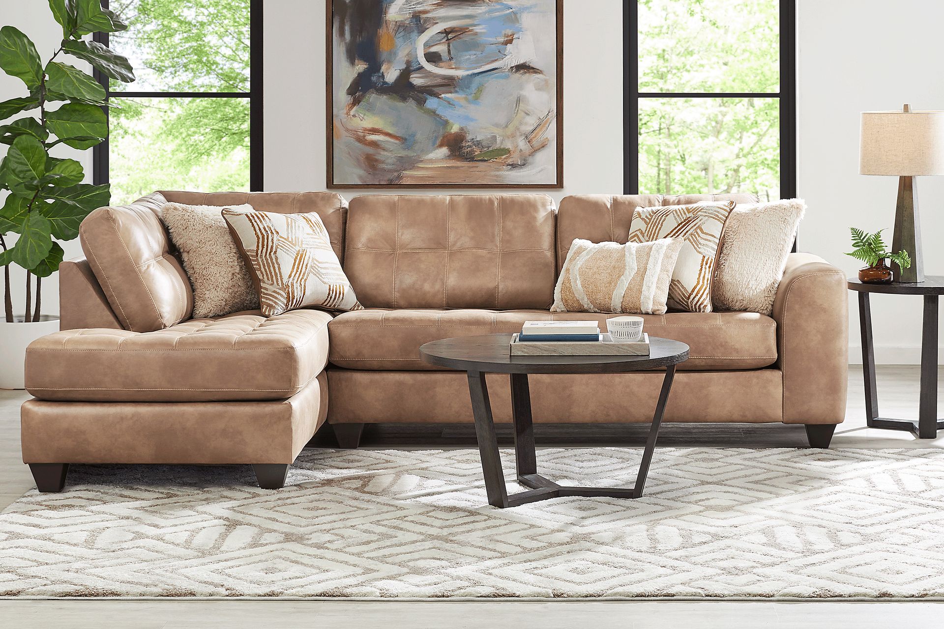 Bellinger Camel 5 Pc Sectional Living Room - Image 1
