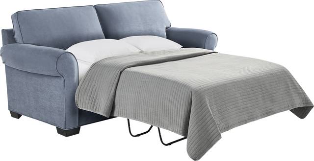 Bellingham Blue Microfiber Gel Foam Sleeper Loveseat - Thumbnail - Image 2