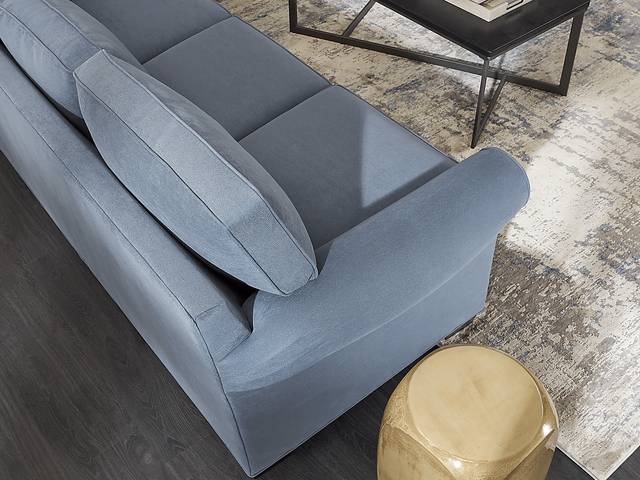 Bellingham Blue Microfiber 7 Pc Living Room with Gel Foam Sleeper Sofa - Thumbnail - Image 8