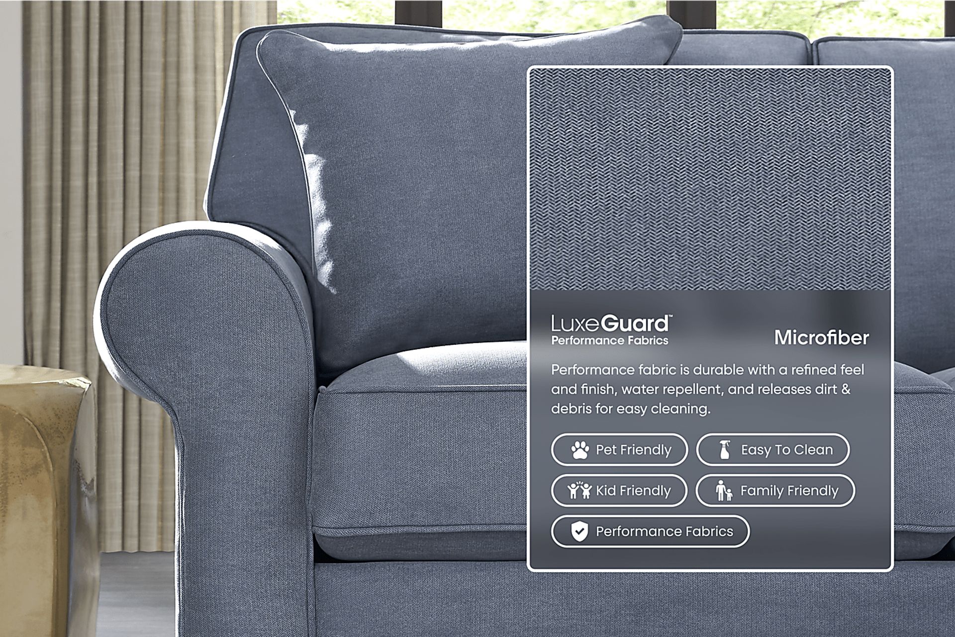 Bellingham Blue Microfiber 7 Pc Living Room - Image 4