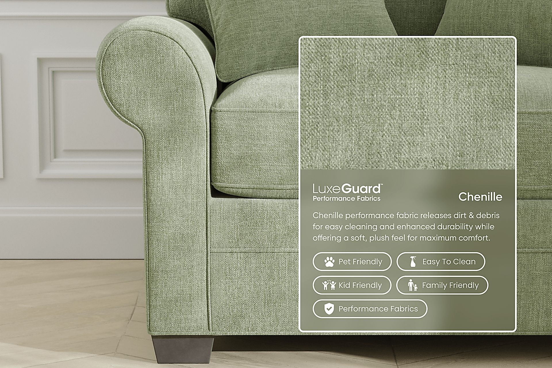 Bellingham Celadon Textured Chenille Gel Foam Sleeper Chair - Image 2