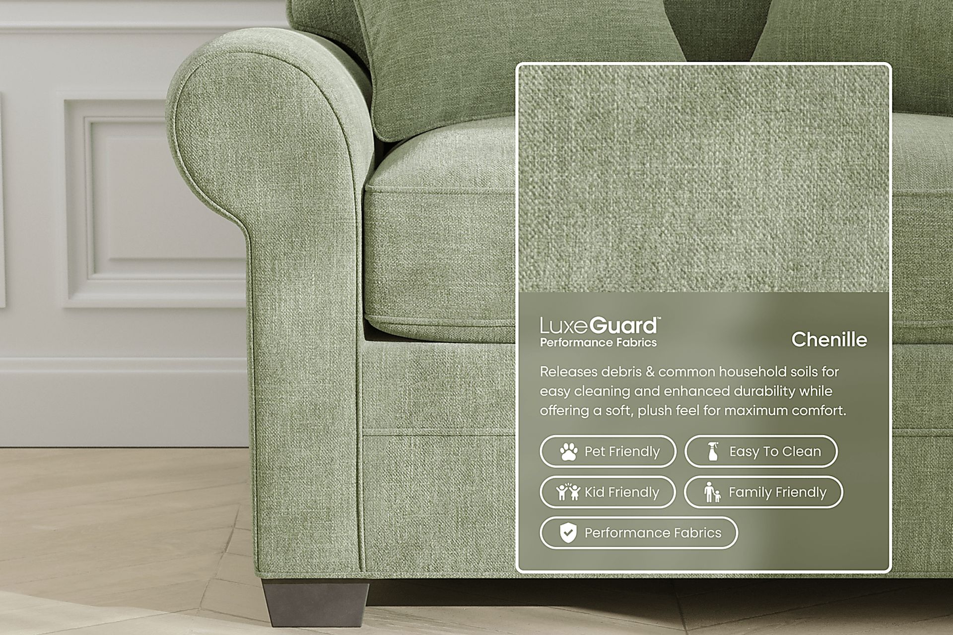 Cindy Crawford Home Bellingham Celadon Chenille 7 Pc Living Room - Image 3