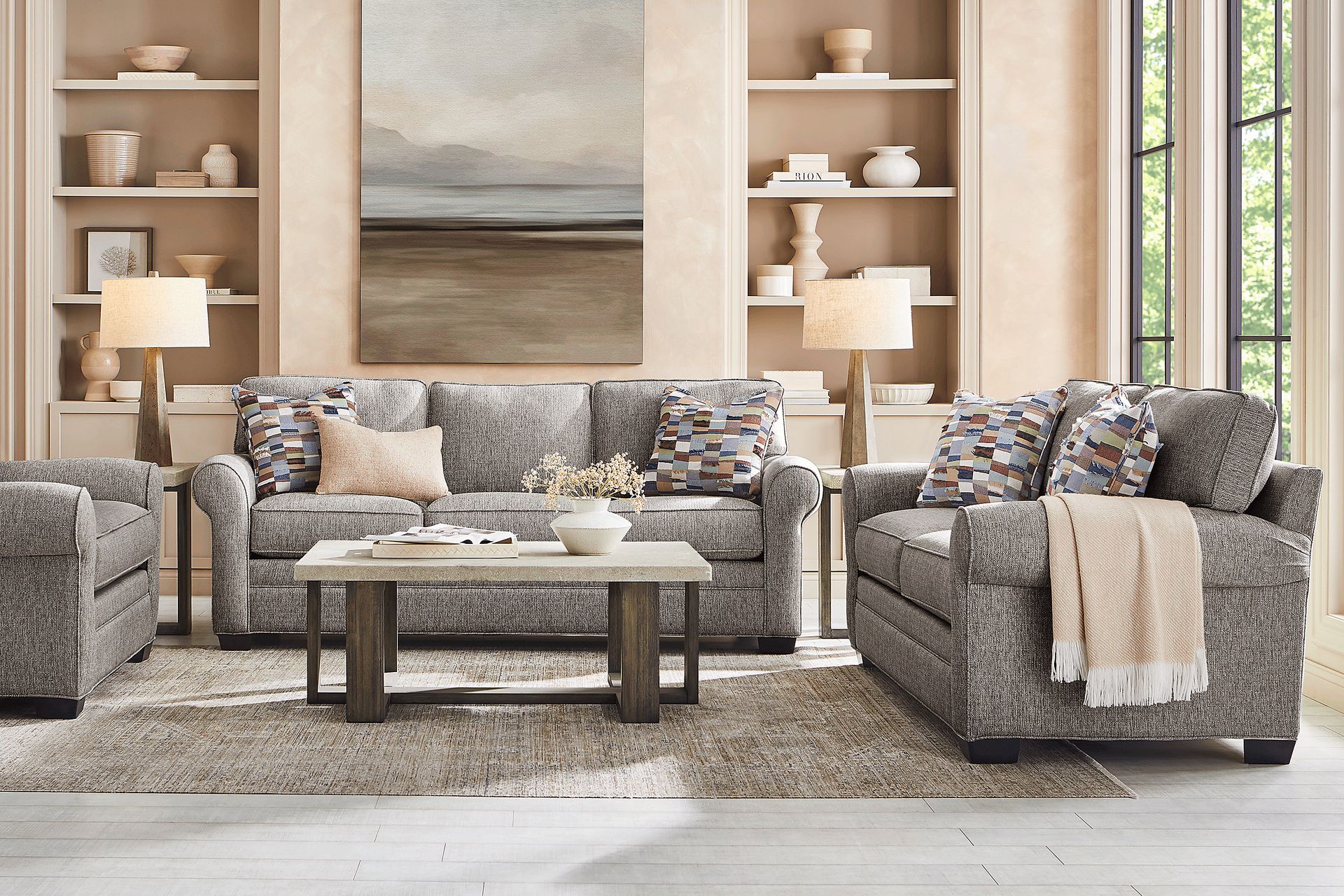 Bellingham Gray 7 Pc Living Room with Sleeper Sofa - Image 1