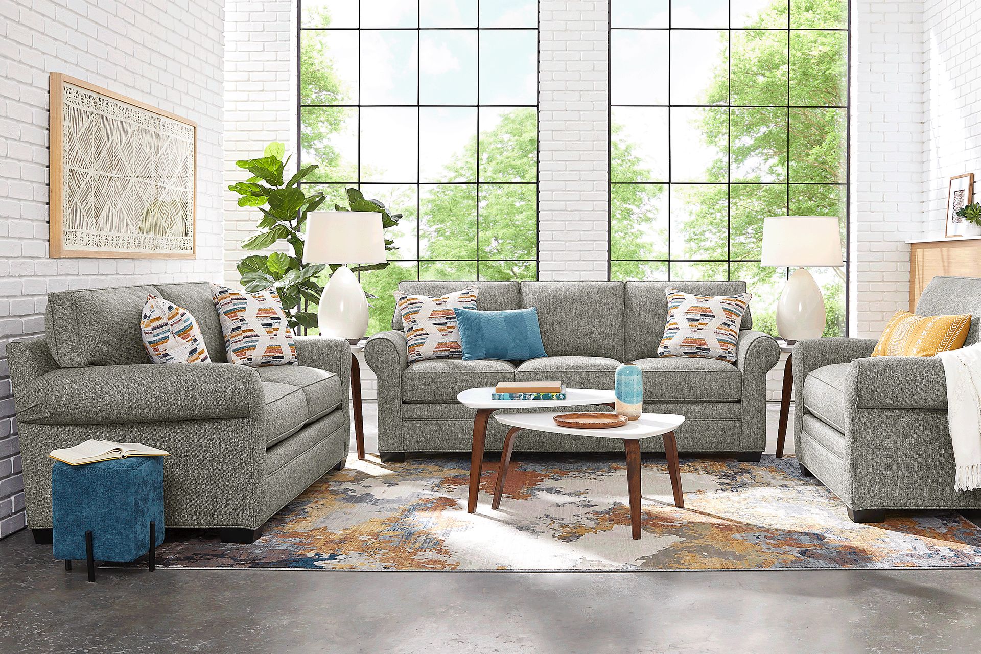 Bellingham Gray Textured 2 Pc Living Room - Image 1