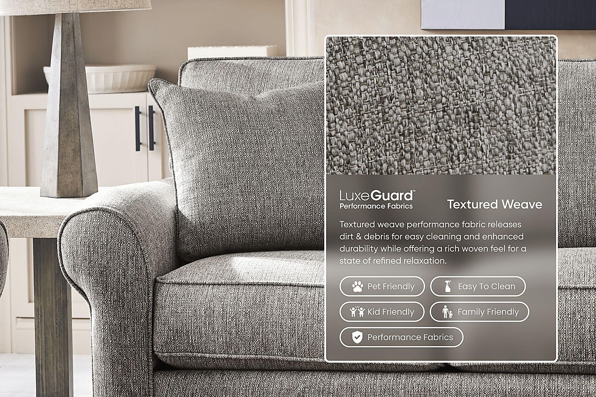 Bellingham Gray Textured Gel Foam Sleeper Loveseat - Image 2