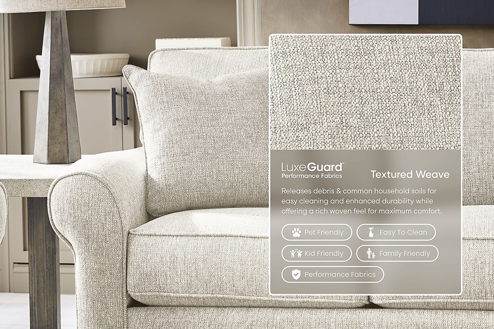 Bellingham Off-White Textured Storage Ottoman - Image 2