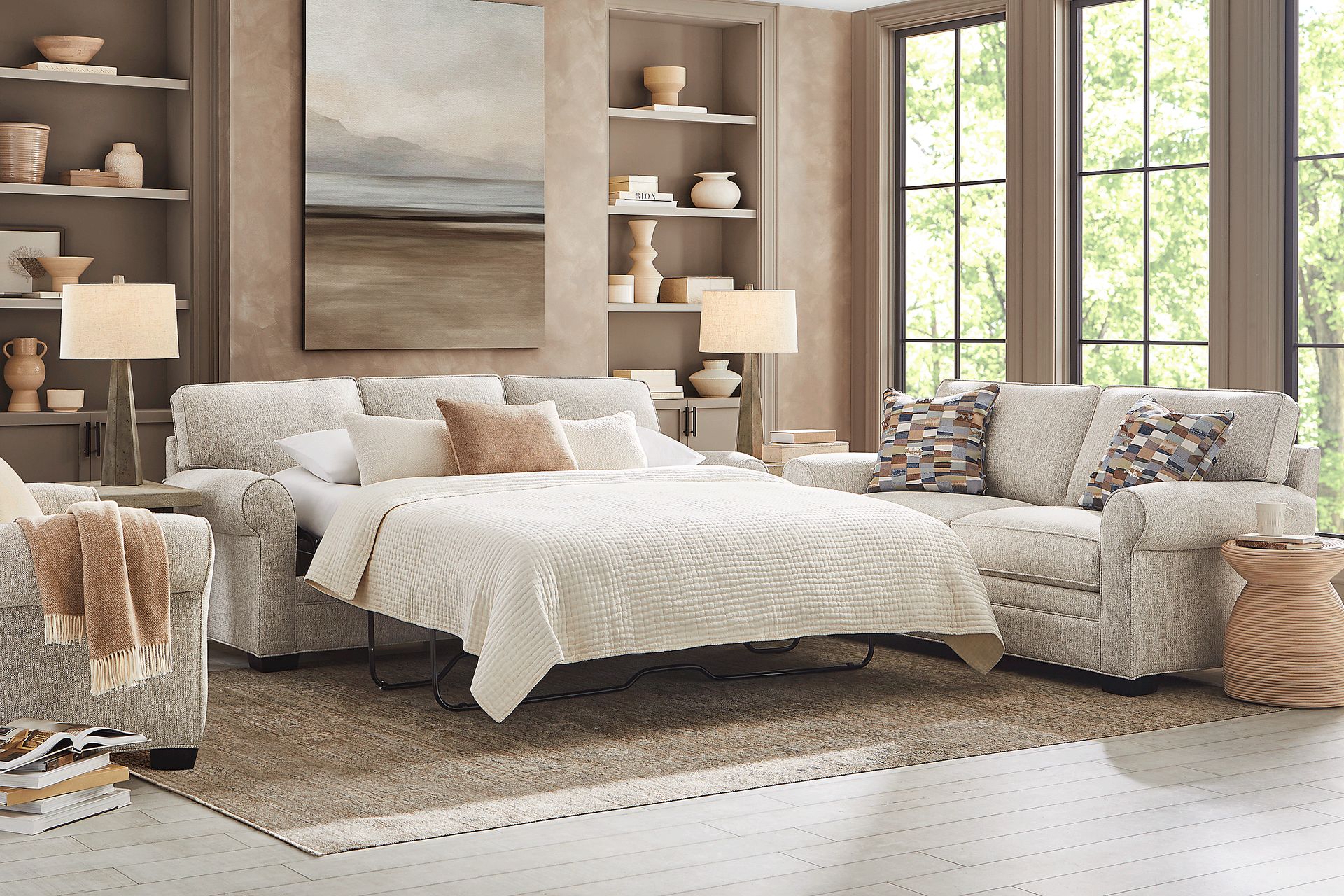 Bellingham Pebble 7 Pc Living Room with Sleeper Sofa - Image 1