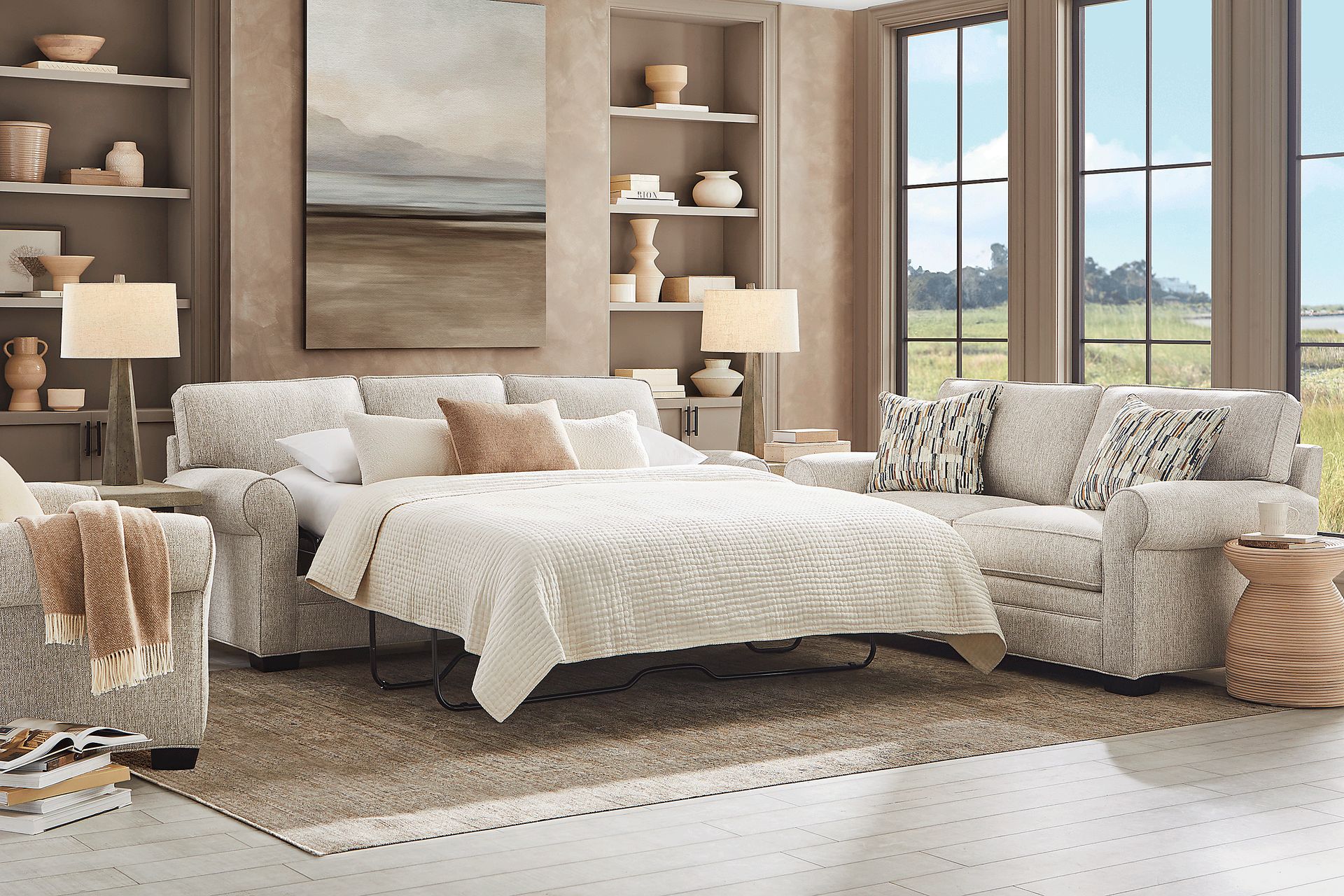 Bellingham Pebble Textured 7 Pc Living Room with Gel Foam Sleeper Sofa - Image 2