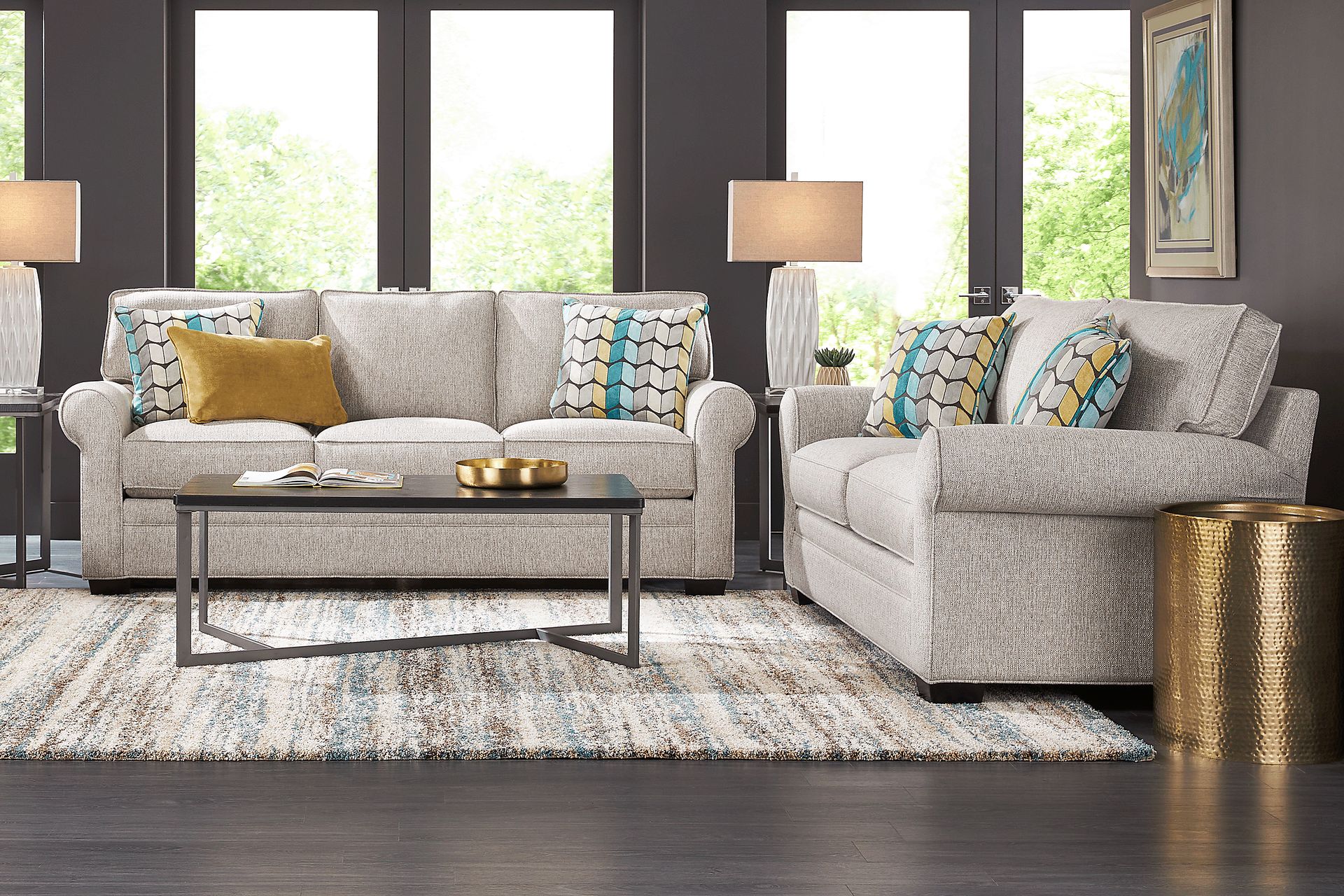 Bellingham Pebble Textured 7 Pc Living Room with Sleeper Sofa - Image 1