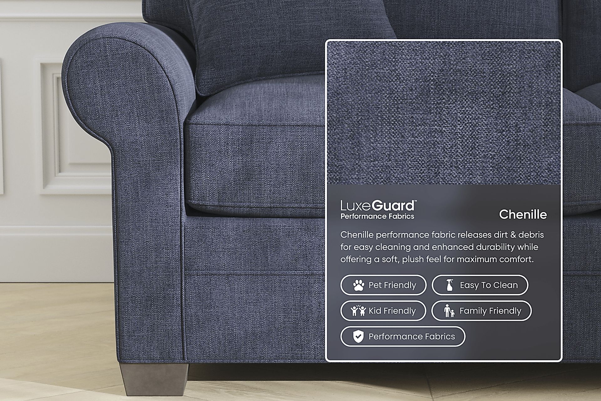 Bellingham Sapphire Textured Chenille Sofa - Image 3