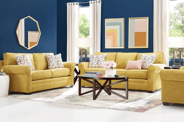 Bellingham Sunflower Textured Chenille 7 Pc Living Room w/Sleeper Sofa - Thumbnail - Image 1