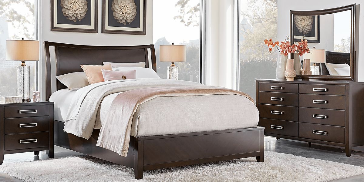 Bellissimo 5 Pc Java Dark Wood Queen Bedroom Set | Rooms to Go