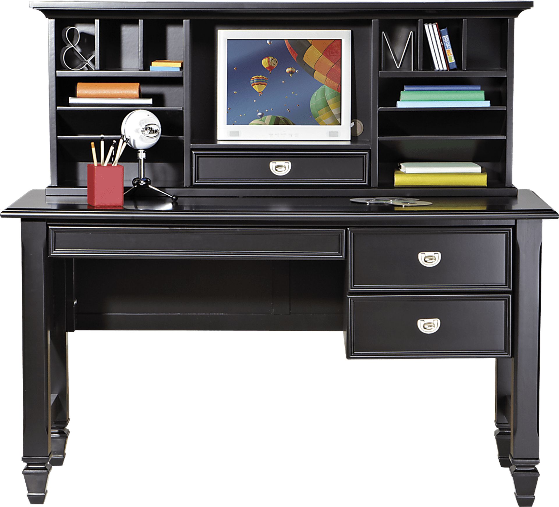 Belmar Black 2 Pc Desk and Hutch - Image 2