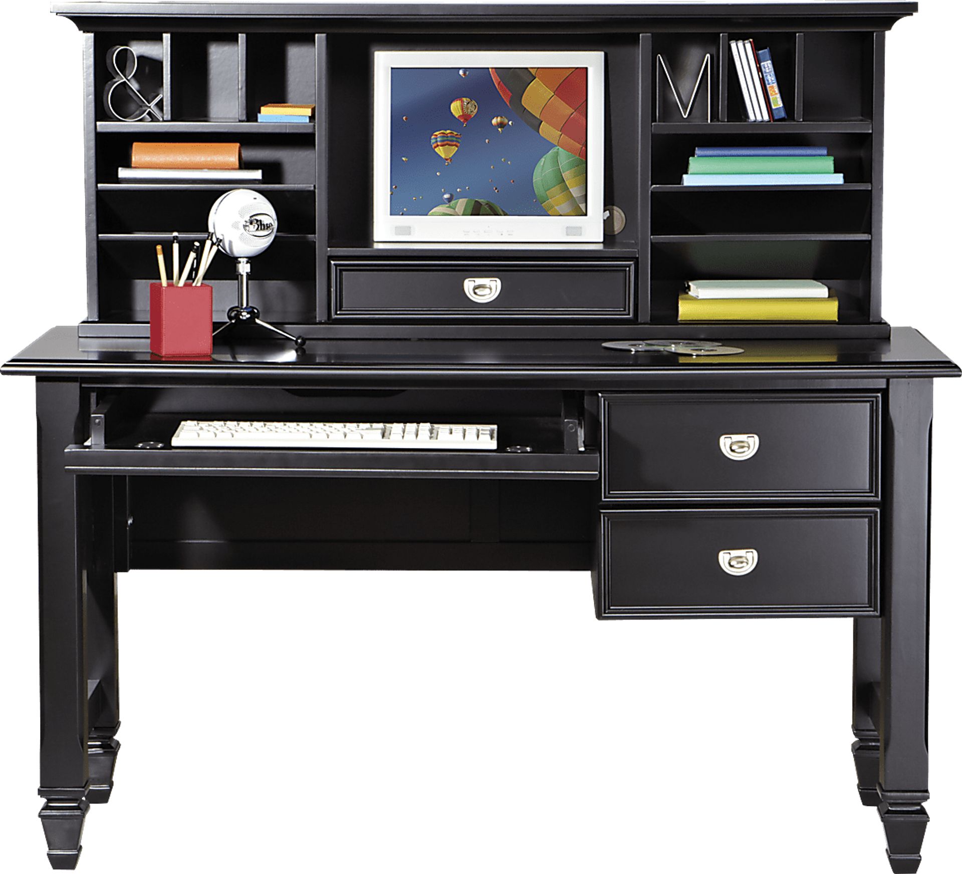 Belmar Black 2 Pc Desk and Hutch - Image 1