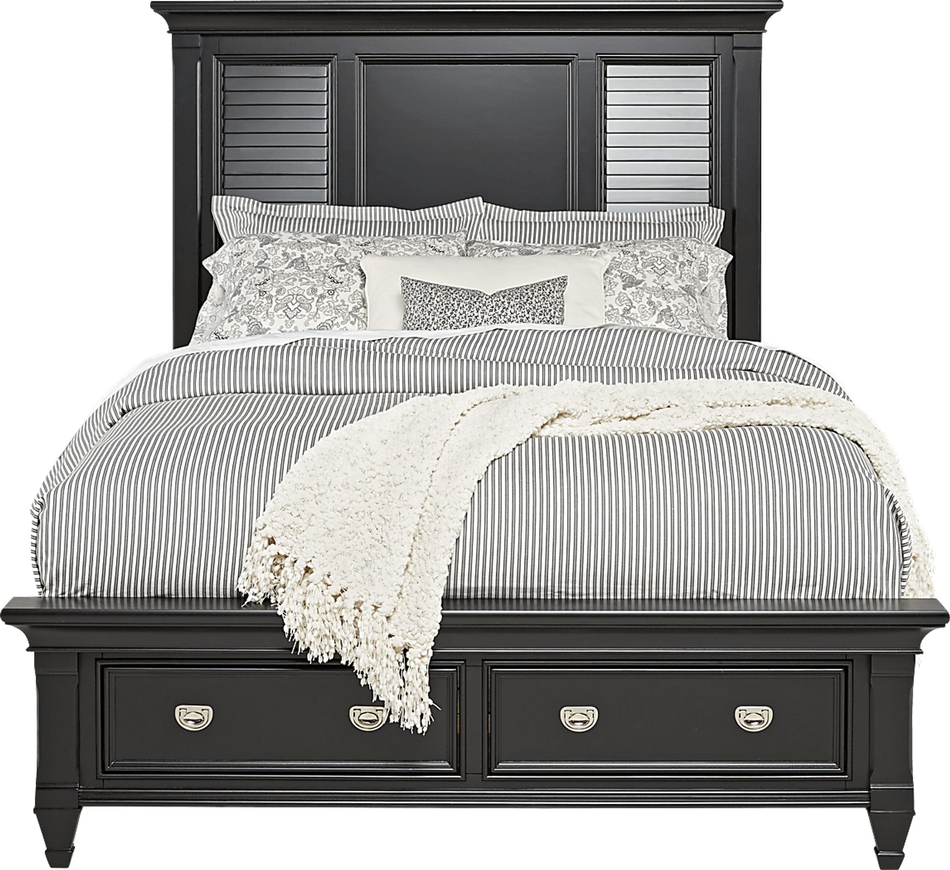 Belmar Black 3 Pc King Panel Bed with Storage - Image 1