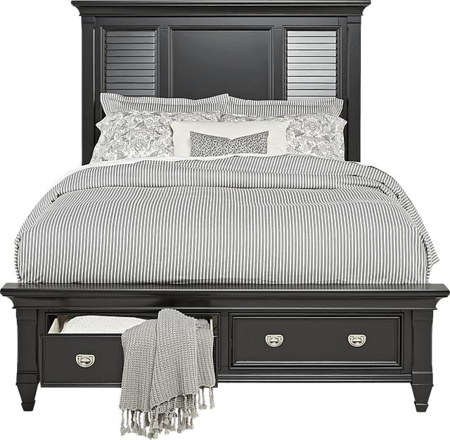 Belmar Black 3 Pc Queen Panel Bed with Storage - Thumbnail - Image 2