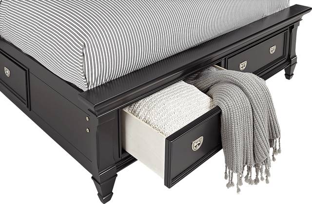 Belmar Black 3 Pc Queen Panel Bed with Storage - Thumbnail - Image 3