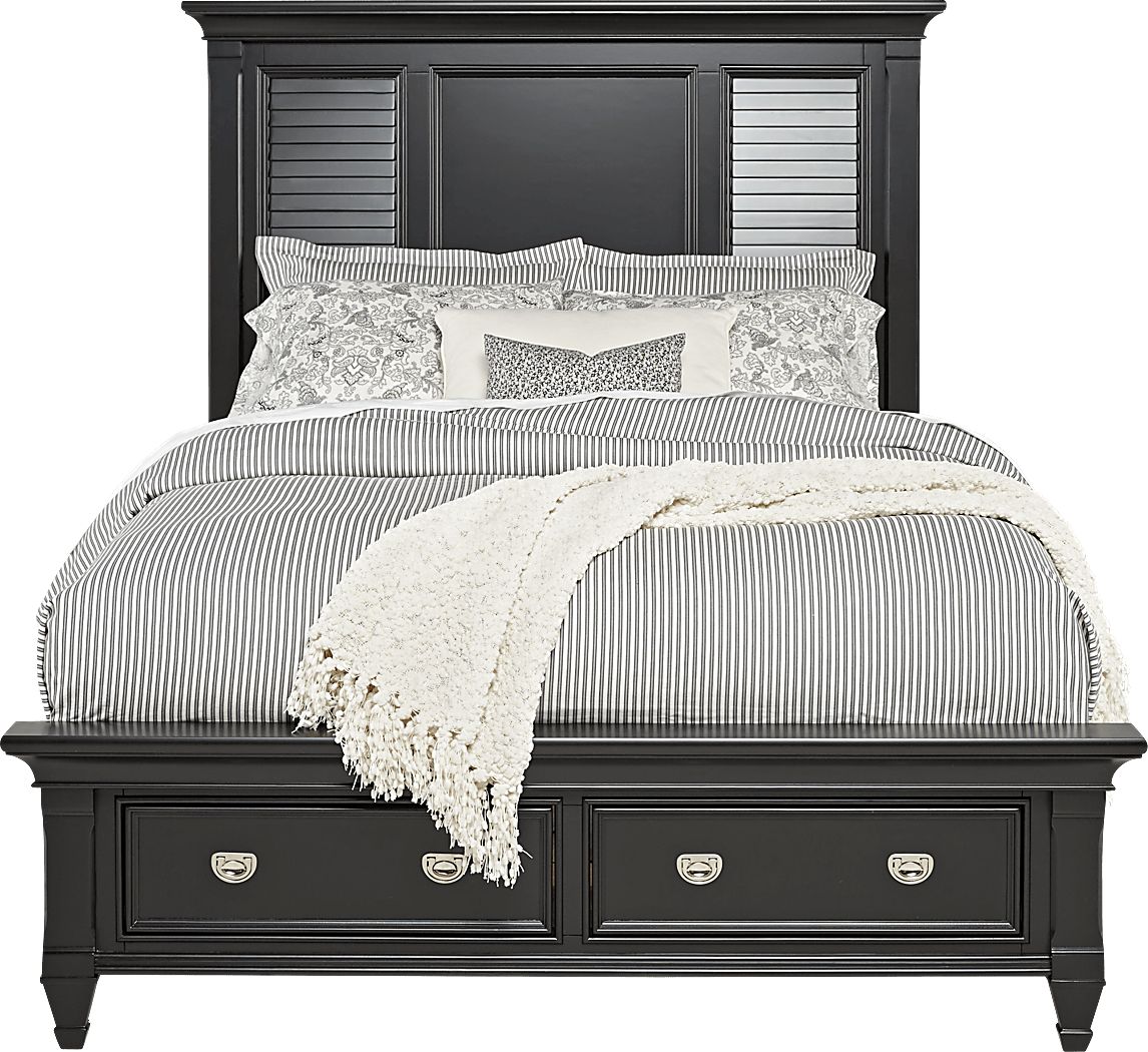 Belmar Black 3 Pc Queen Panel Bed With Storage - Rooms To Go