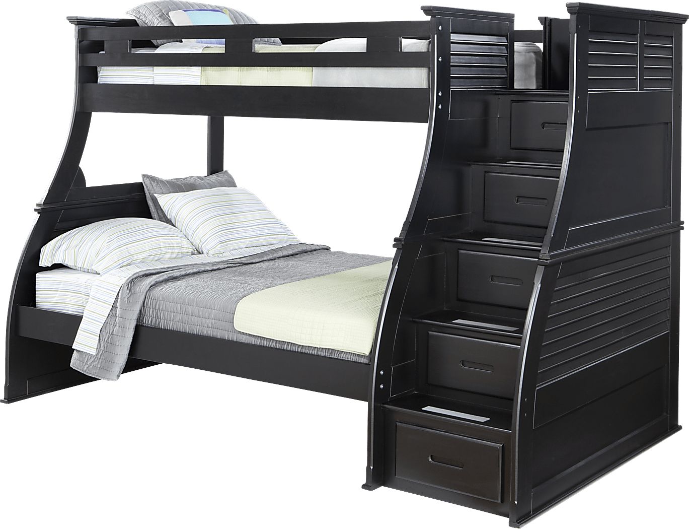 Black bunk deals bed with stairs