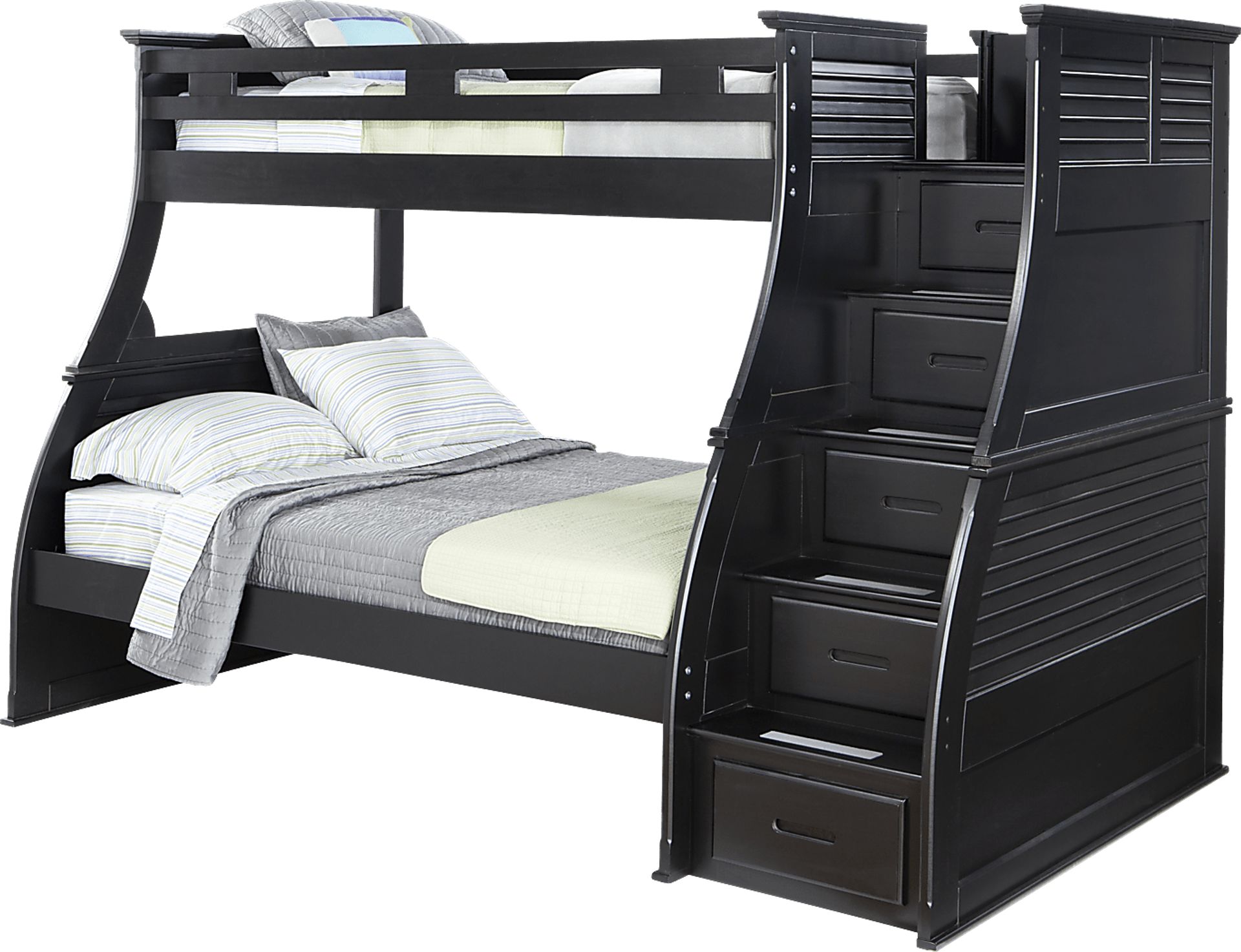 Belmar Black 4 Pc Twin/Full Step Storage Bunk Bed - Image 1