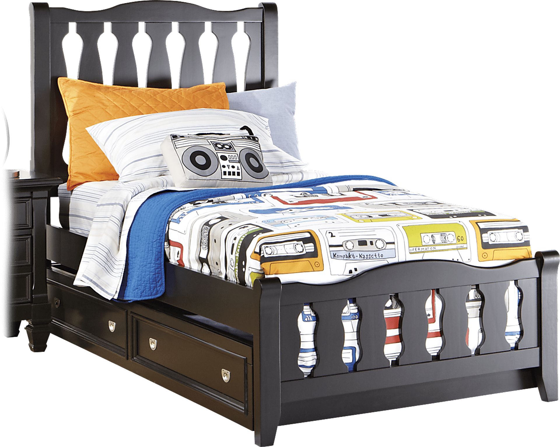 Belmar Black 4 Pc Twin Sleigh Bed w/Trundle - Image 1