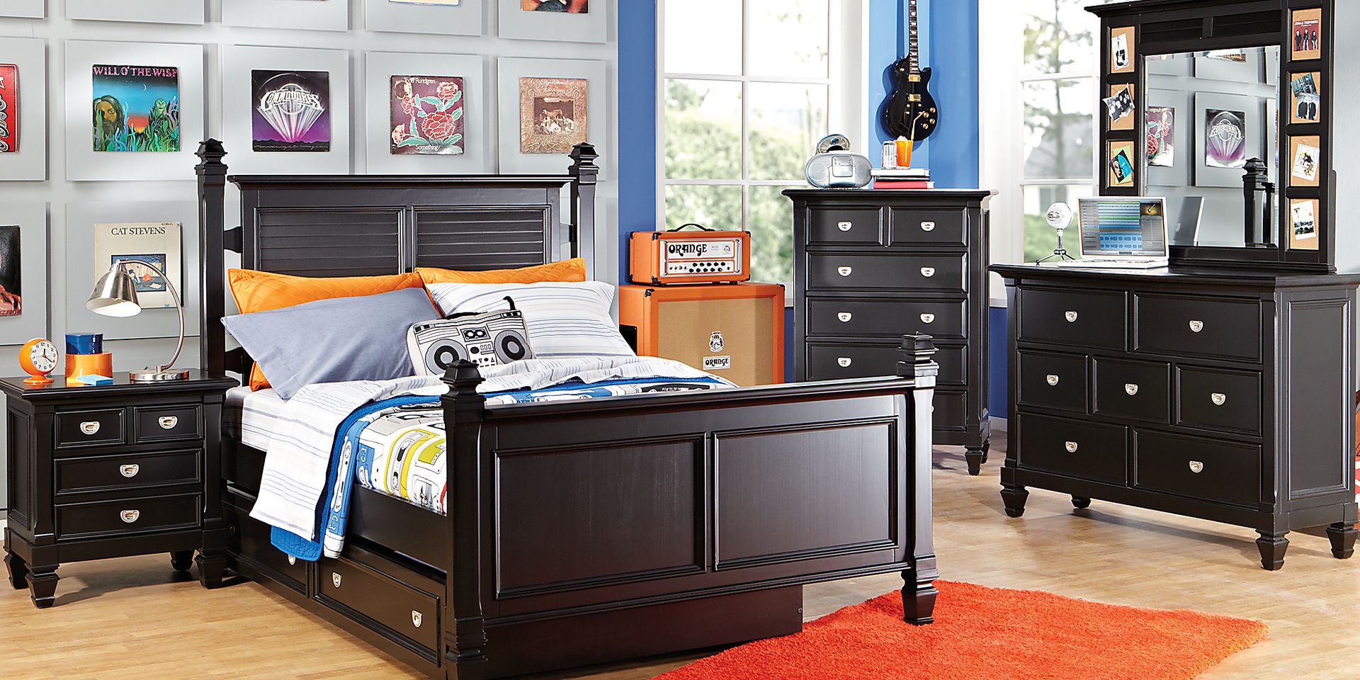 Belmar Black 5 Pc Twin Poster Bedroom - Image 1