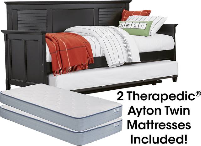 Belmar Black Daybed with Twin Storage Trundle and 2 Mattresses - Thumbnail - Image 1
