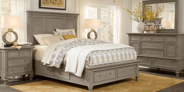 Belmar Gray 5 Pc Queen Panel Bedroom with Storage - Thumbnail - Image 1