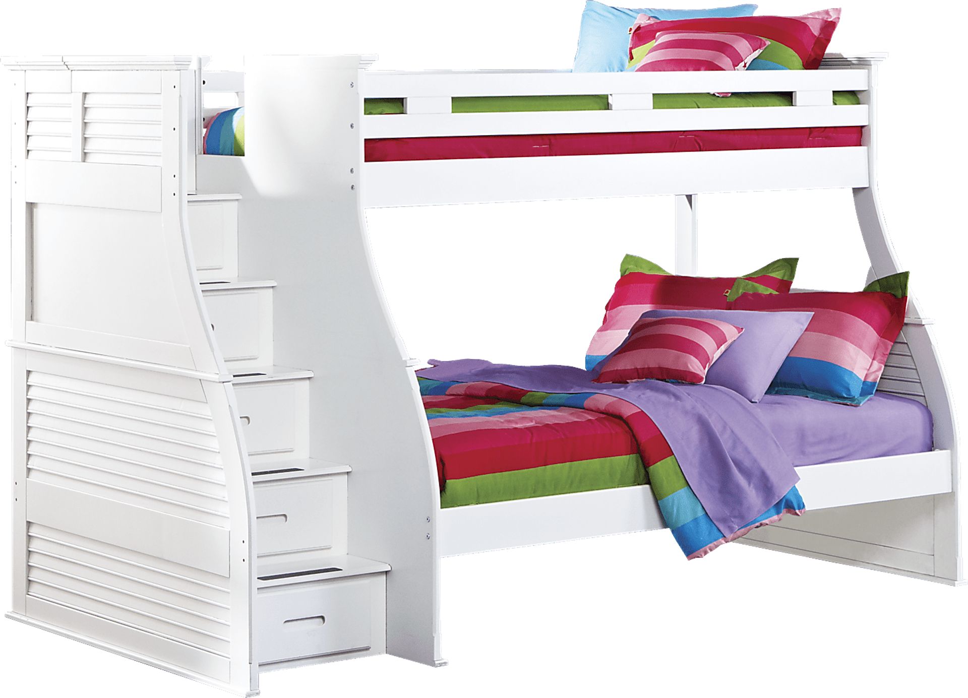 Belmar White 4 Pc Twin/Full Step Storage Bunk Bed - Image 1