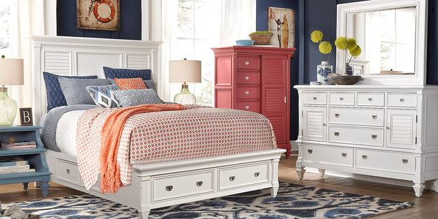 Belmar White 5 Pc Queen Panel Bedroom with Storage - Thumbnail - Image 1