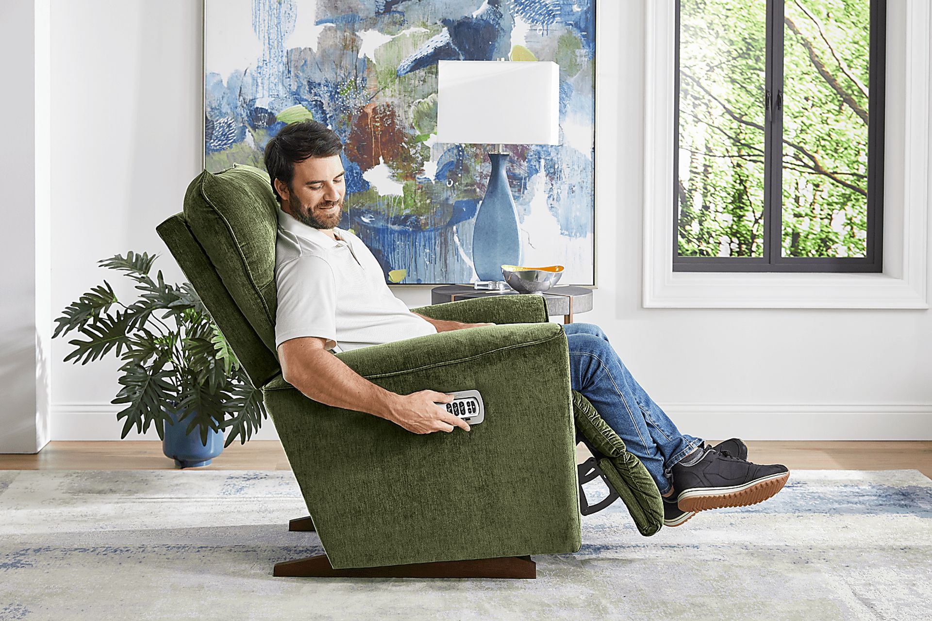Belmont III Green Dual Power Recliner - Image 8