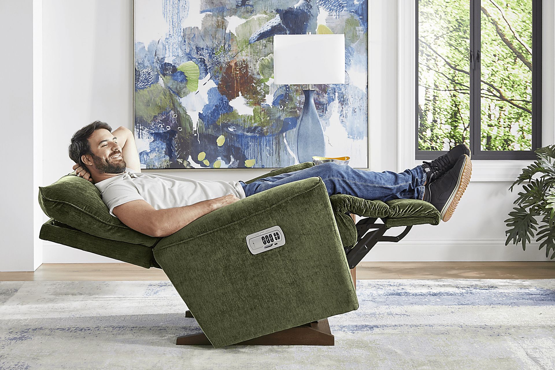 Belmont III Green Dual Power Recliner - Image 9