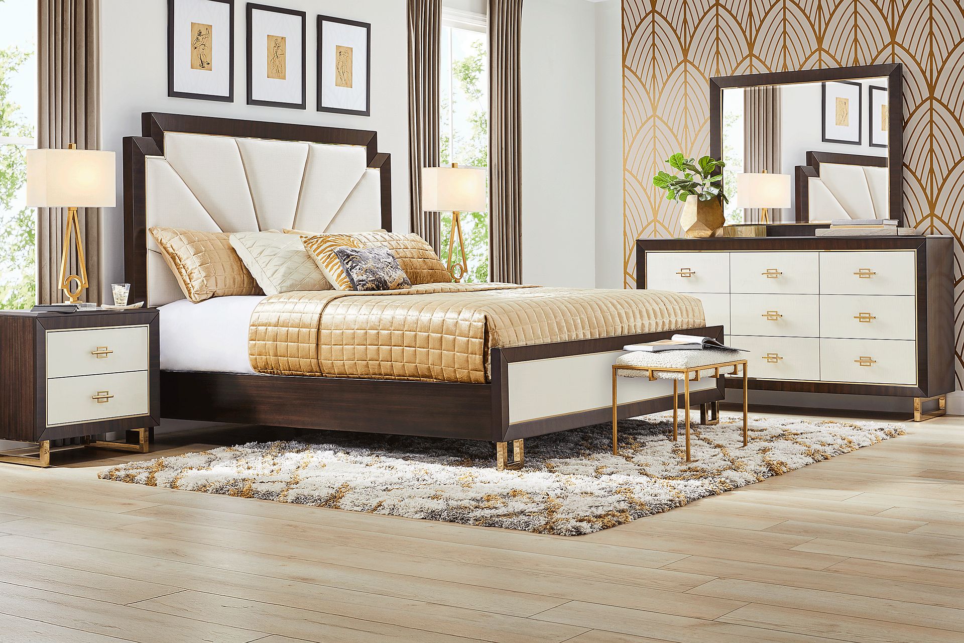 Belmont Place Espresso 5 Pc Queen Upholstered Bedroom - Image 2