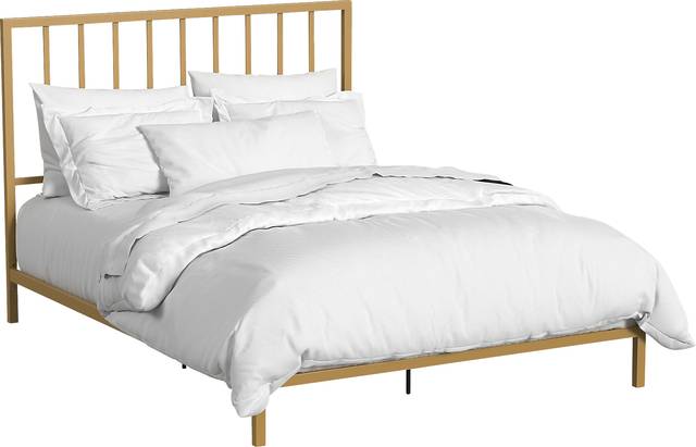 Belorna Gold Queen Platform Bed - Thumbnail - Image 1