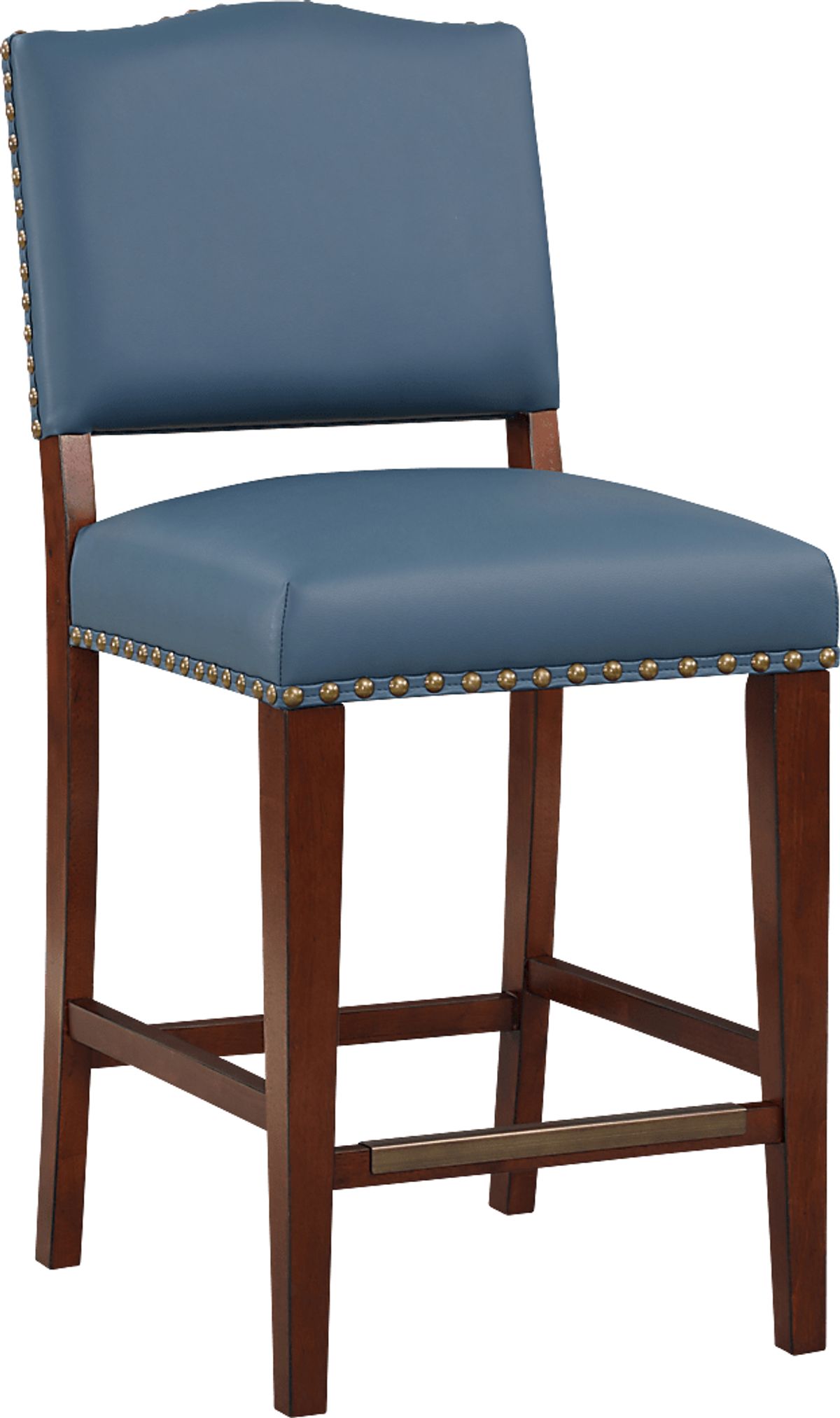 Belplain Brown Dark Wood Blue Counter Height Stool Rooms to Go