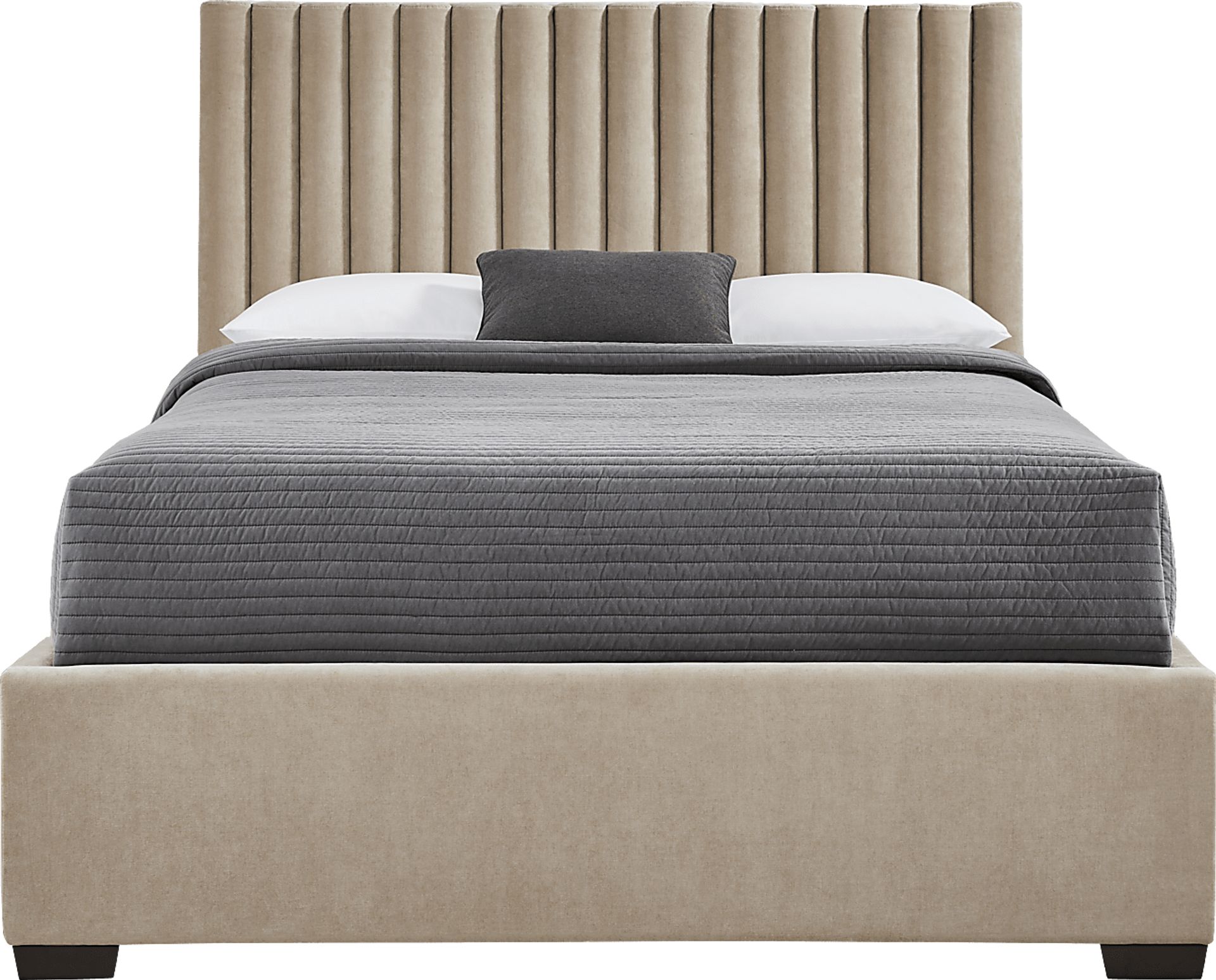 Belvedere Beige 3 Pc King Upholstered Bed - Image 1
