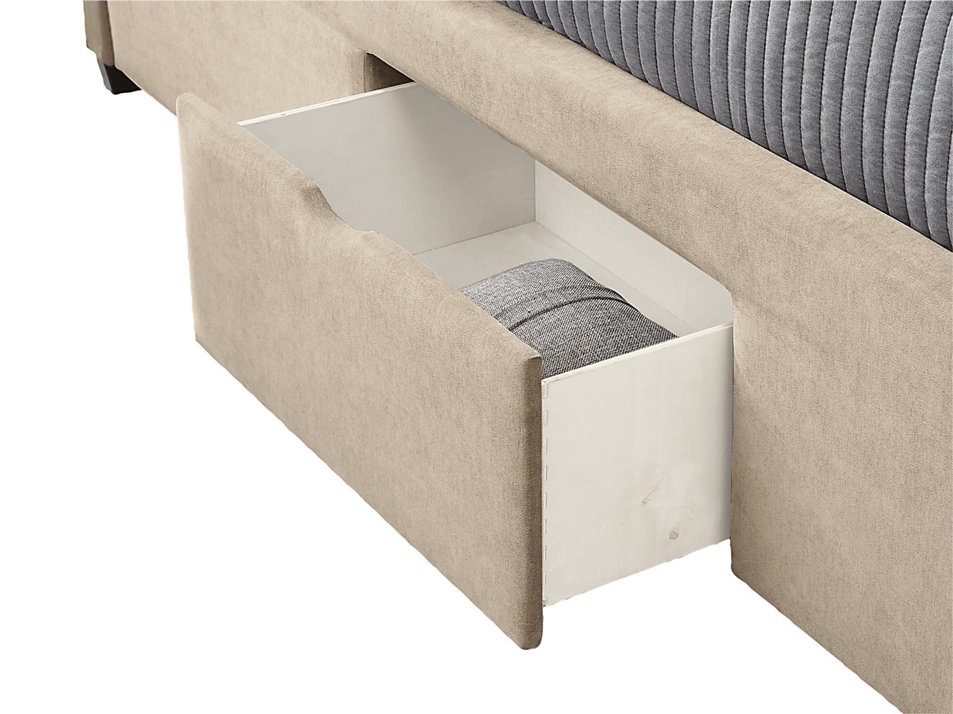 Belvedere Beige 3 Pc King Upholstered Storage Bed - Image 4