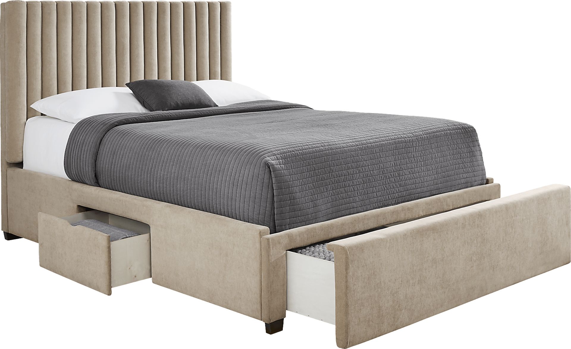 Belvedere Beige 3 Pc Queen Upholstered Storage Bed - Image 2