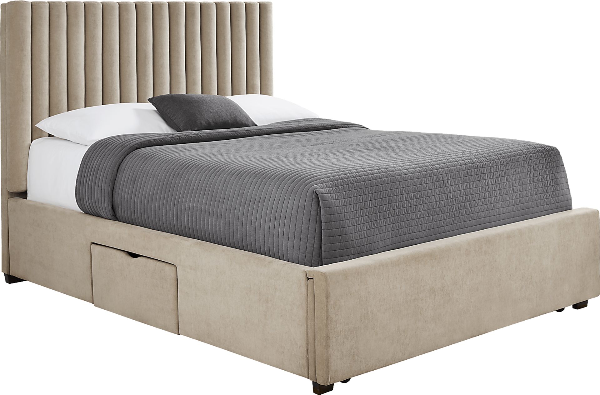 Belvedere Beige 3 Pc Queen Upholstered Storage Bed - Image 3