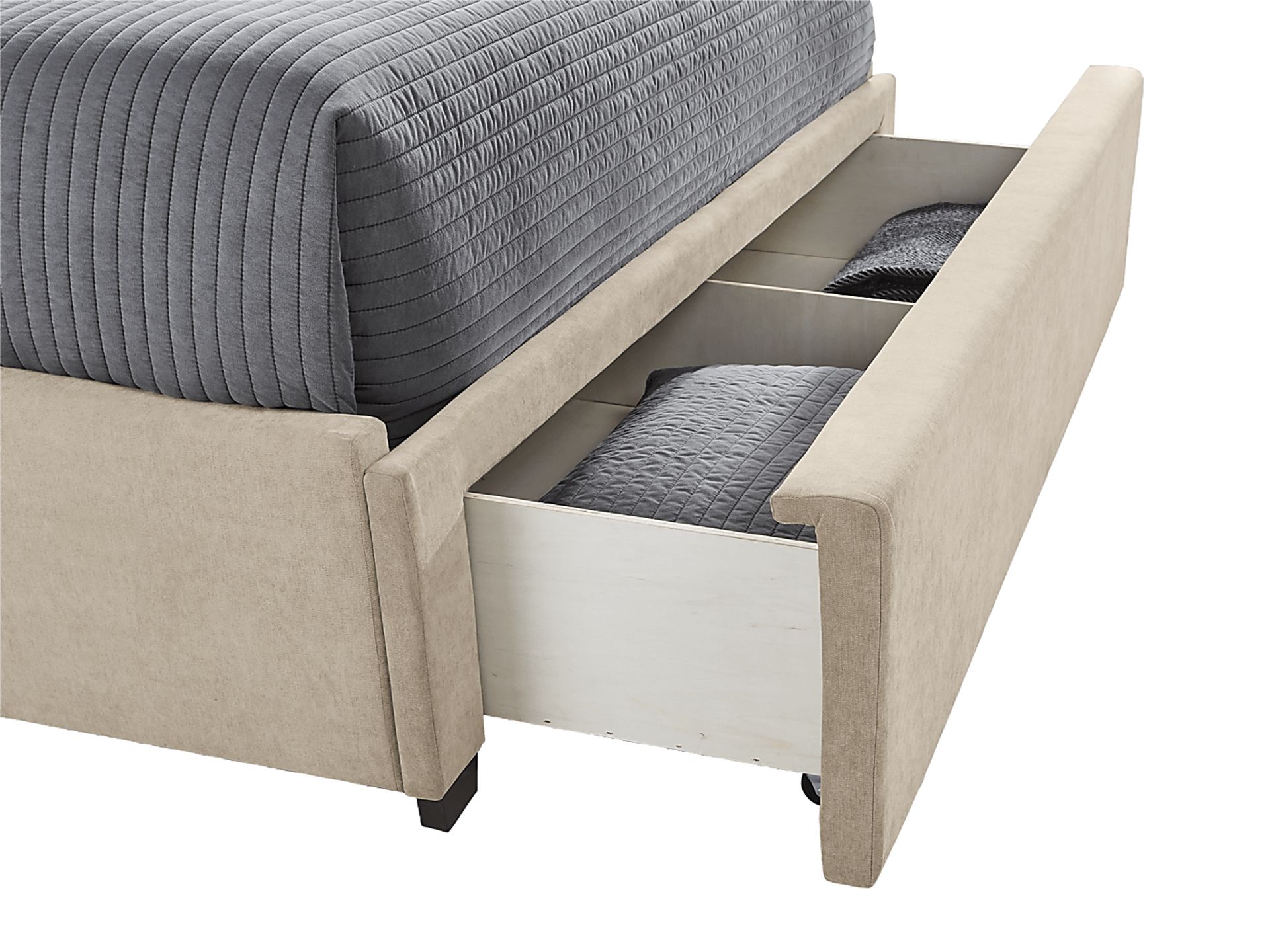 Belvedere Beige 3 Pc Queen Upholstered Storage Bed - Image 5