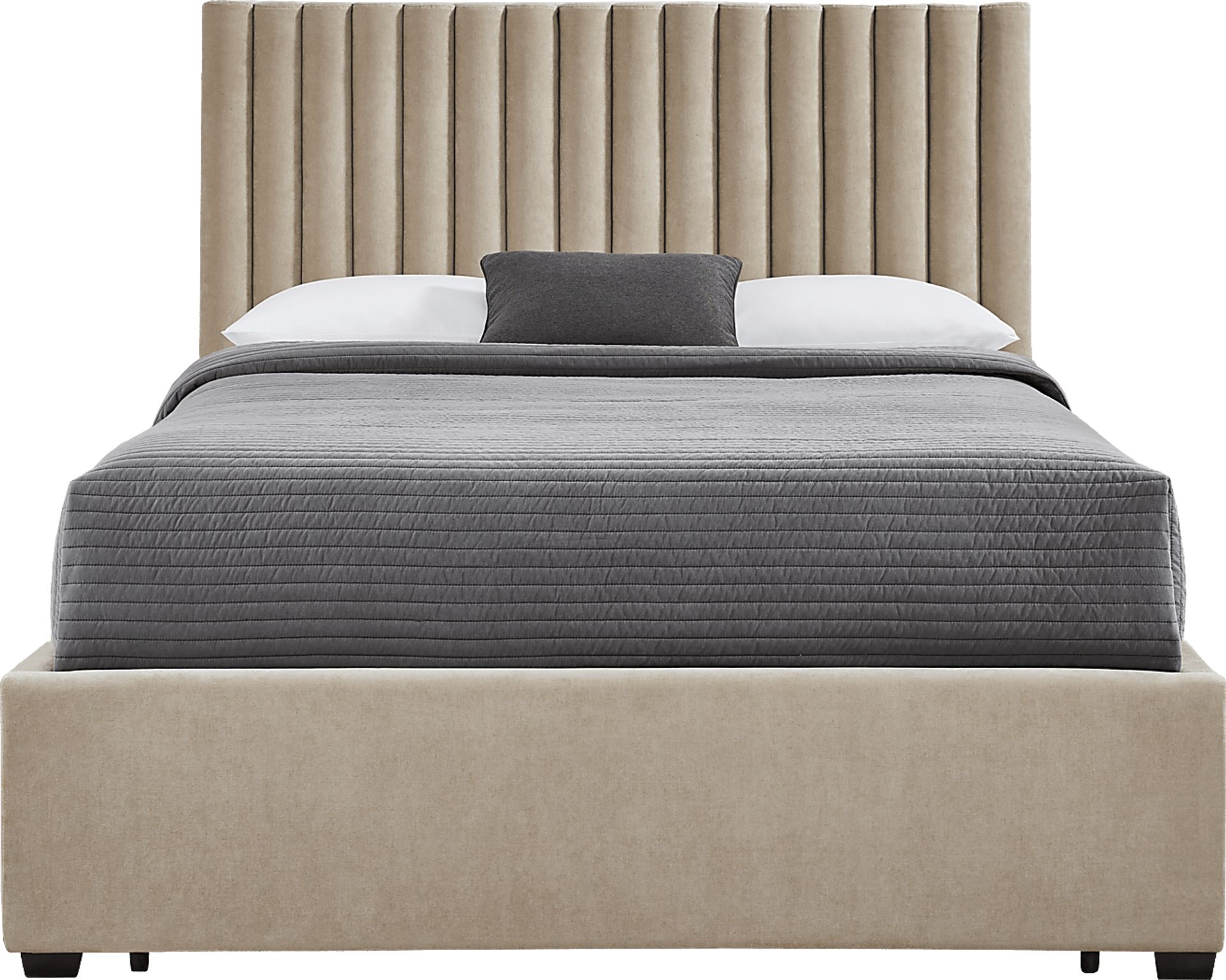 Belvedere Beige 3 Pc Queen Upholstered Storage Bed - Image 1