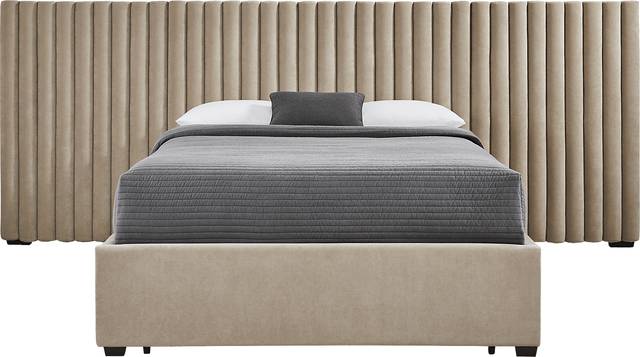 Belvedere Beige 4 Pc Queen Upholstered Storage Wall Bed - Thumbnail - Image 1