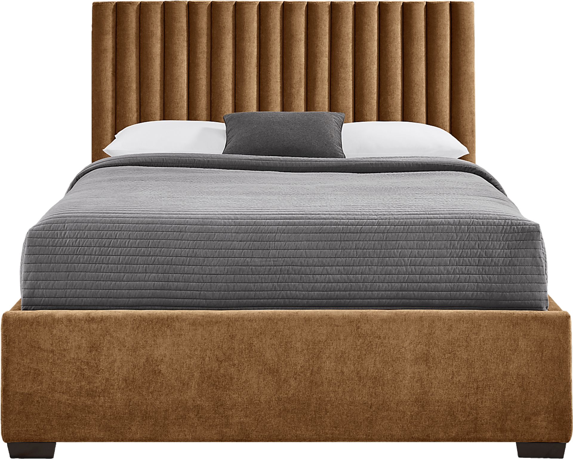 Belvedere Cognac 3 Pc Queen Upholstered Bed - Image 1