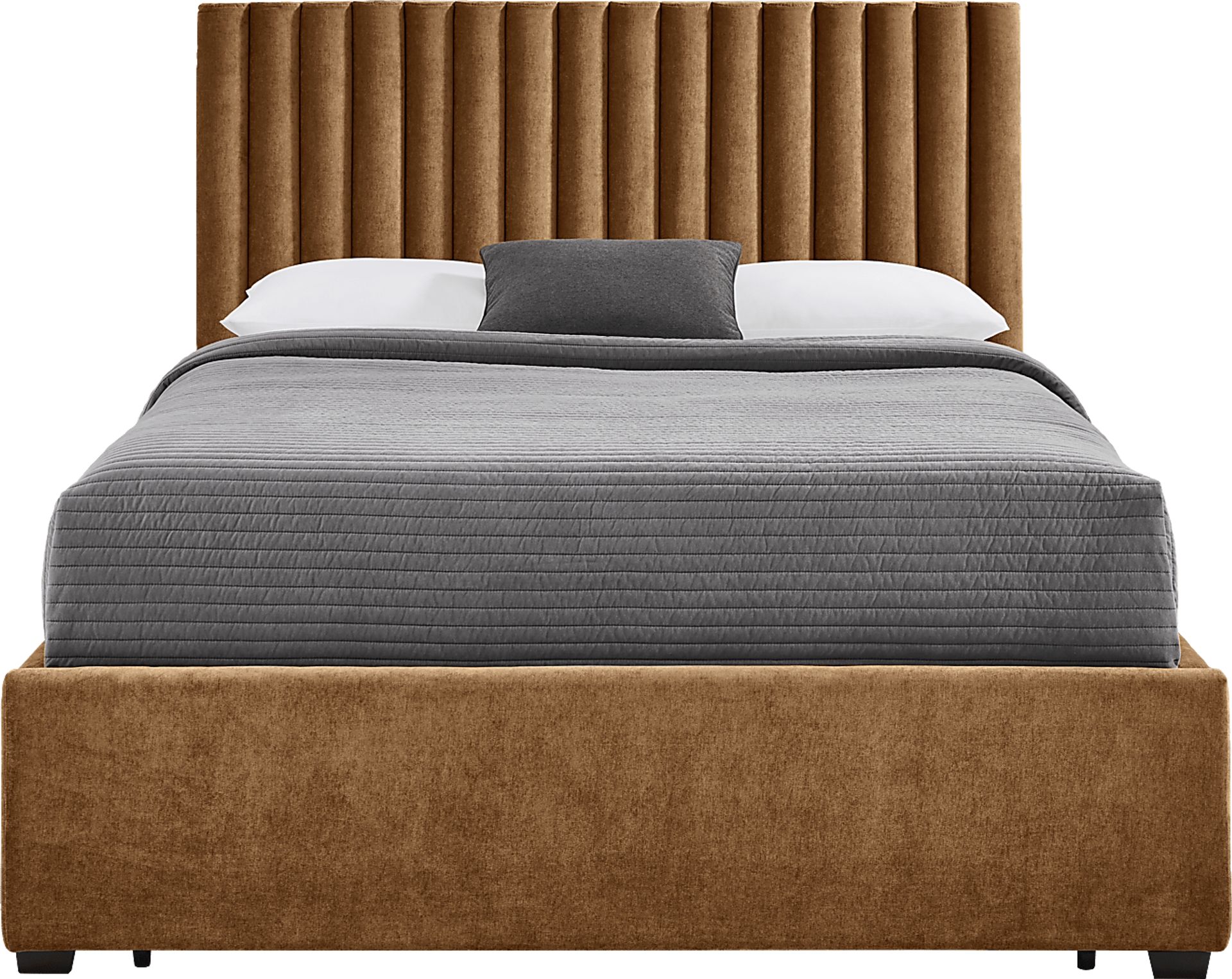 Belvedere Cognac 3 Pc Queen Upholstered Storage Bed - Image 1