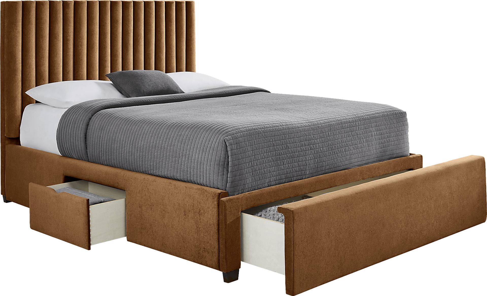 Belvedere Cognac 3 Pc Queen Upholstered Storage Bed - Image 2