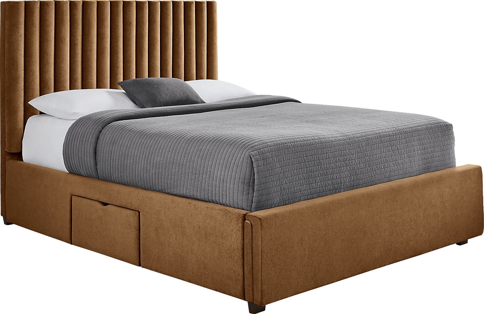 Belvedere Cognac 3 Pc Queen Upholstered Storage Bed - Image 3