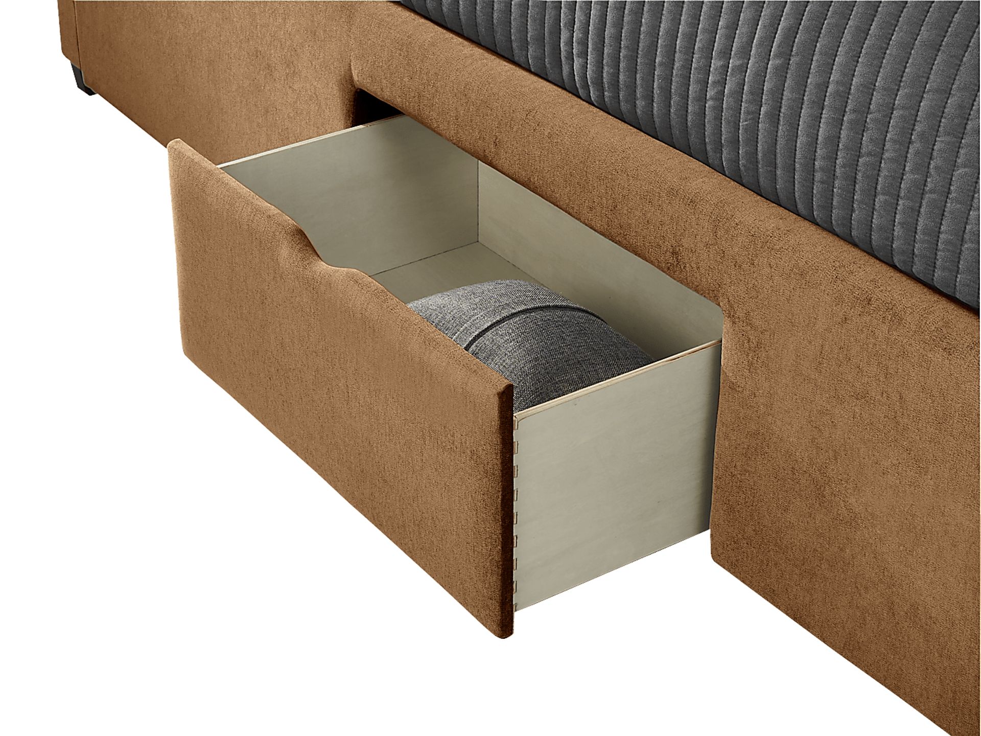 Belvedere Cognac 3 Pc Queen Upholstered Storage Bed - Image 4