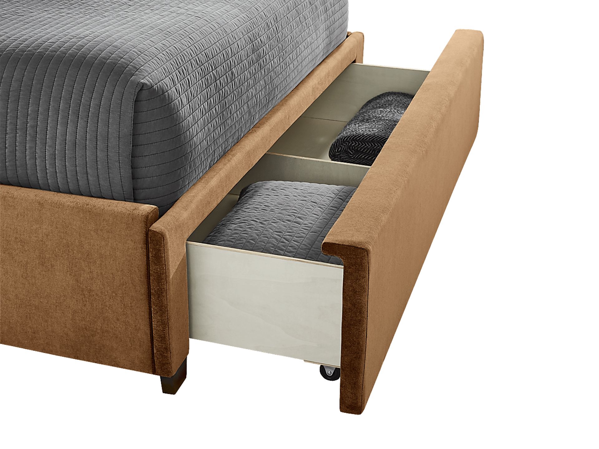 Belvedere Cognac 3 Pc Queen Upholstered Storage Bed - Image 5
